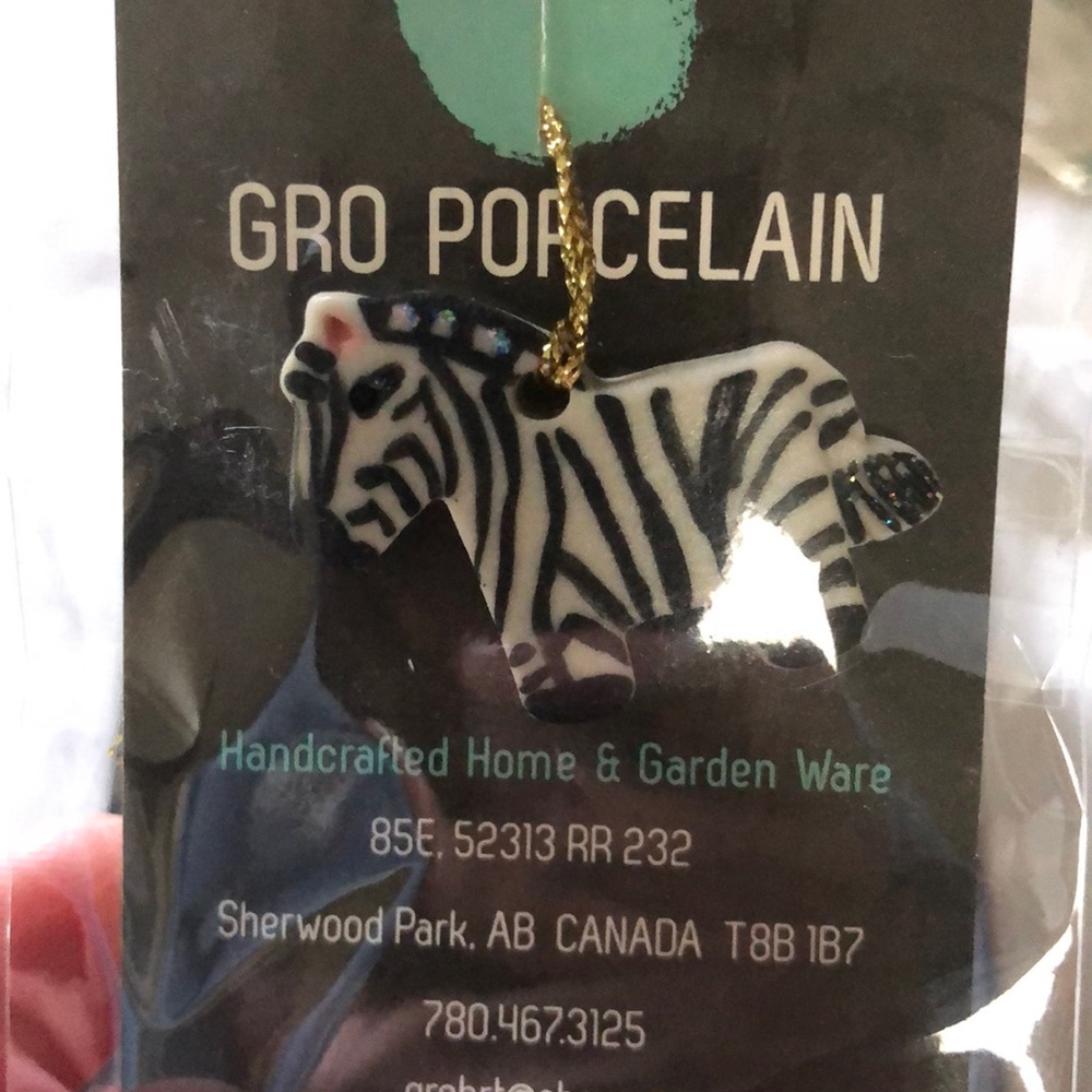 Zebra porcelain ornament